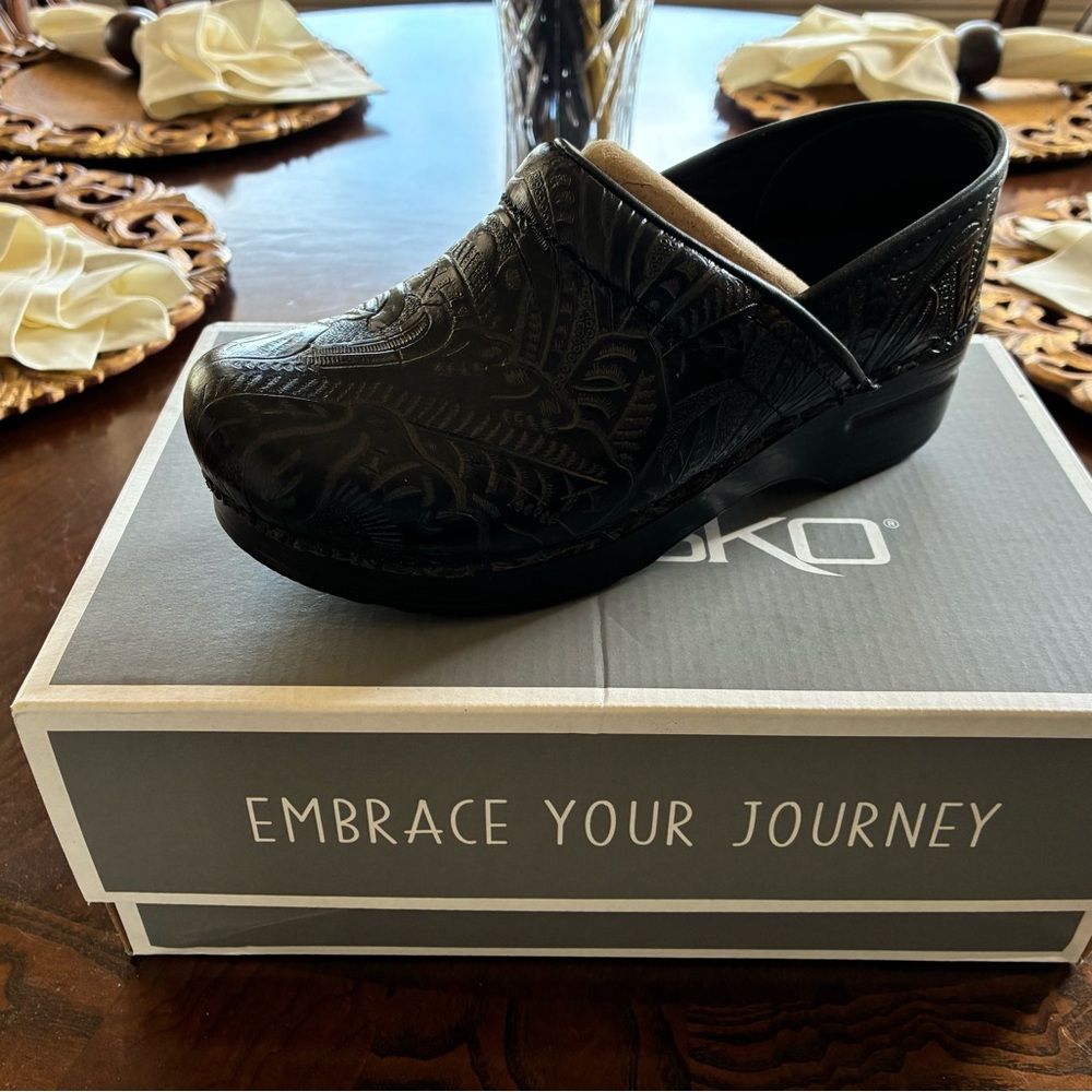 Dansko Professional Black Embossed Leather Clog